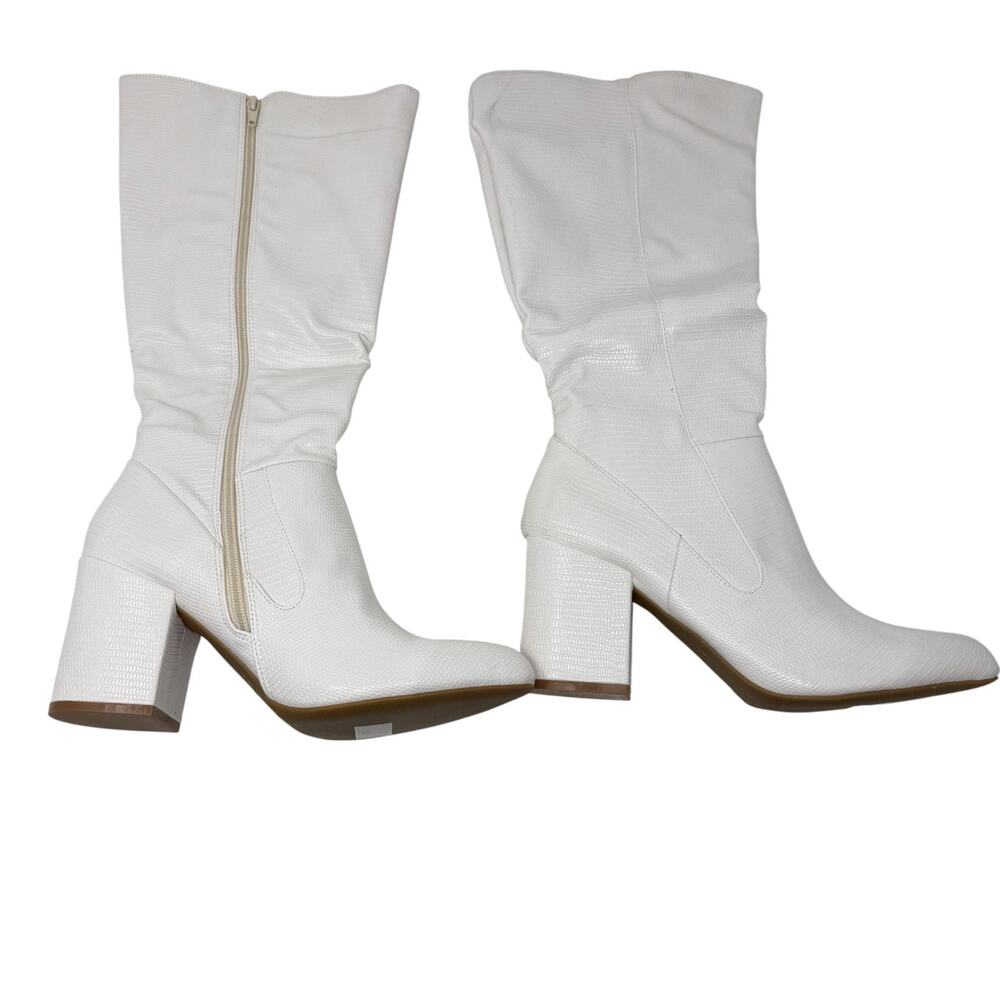NIB Journee Collection Women's Boots WC Block White Textured Tavia sz 10